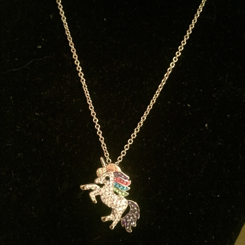 Unicorn 🦄 crystal necklace silver plated